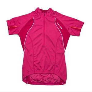 Endura Cycling Jersey Red Three Back Pockets Half Zip Reflective Size XS